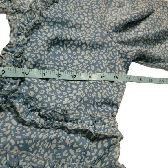 Womens Spring Summer Deep V Neck Ruffle Long Sleeve Floral Print Mini Dress Sz S - Picture 5 of 12